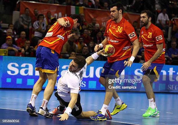 Christoph Theuerkauf , Alberto ENTRERRIOS , Gedeon GUARDIOLA , Joan CANELLAS Handball Männer Weltmeisterschaft Viertelfinale : Spanien - Deutschland...