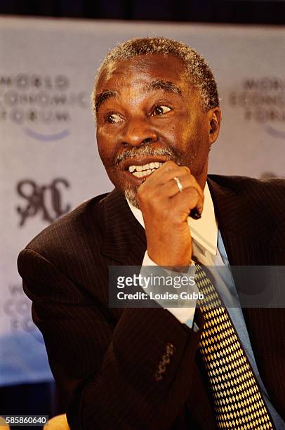 South African Deputy President Thabo Mbeki at a press conference during the Southern Africa Economic Summit held in Windhoek, Namibia.