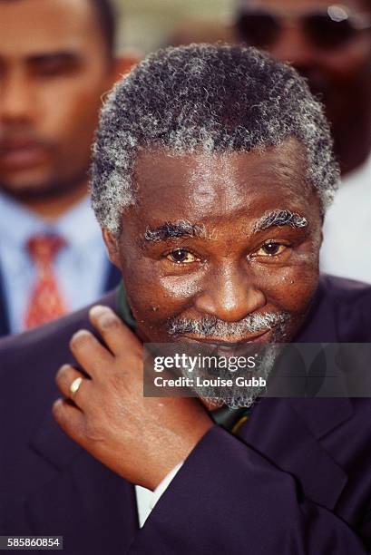 Presidential candidate Thabo Mbeki campaigning in rural South Africa. | Location: Kucentane, South Africa.