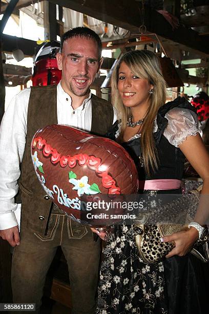 Franck Ribery of Bayern Munich and his wife Wahiba at the Munich Oktoberfest