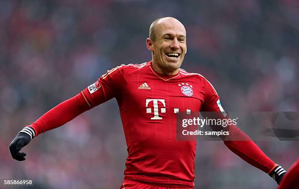 Freute sich über sein Tor Arjen ROBBEN FC Bayern München 1 Bundesliga Fussball FC Bayern München -Werder Bremen 6:1 Saison 2012 / 2013