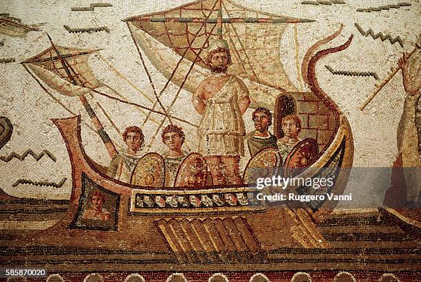 Detail of Ulysses and the Sirens floor mosaic