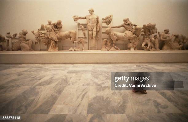 west pediment of temple of zeus in olympia - theseus stock pictures, royalty-free photos & images