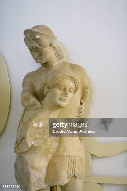 pediment of temple of apollo daphnephoros [detail] - theseus stock pictures, royalty-free photos & images