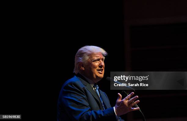 Republican Presidential candidate Donald Trump speaks at the Merrill Auditorium on August 4, 2016 in Portland, Maine.