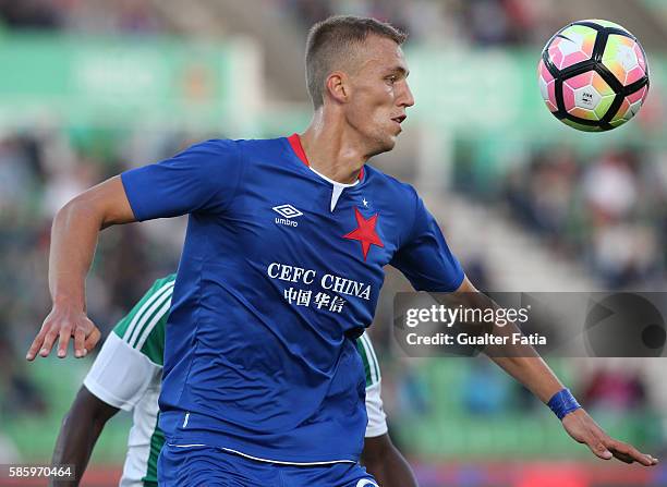 Slavia PrahaÕs defender Tomas Soucek in action during the UEFA Europa League Qualifications Semi-Finals 2nd Leg match between Rio Ave FC and Slavia...