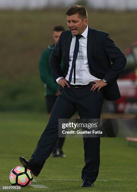 Dusan Uhrin Jr. In action during the UEFA Europa League Qualifications Semi-Finals 2nd Leg match between Rio Ave FC and Slavia Praha at Estadio dos...