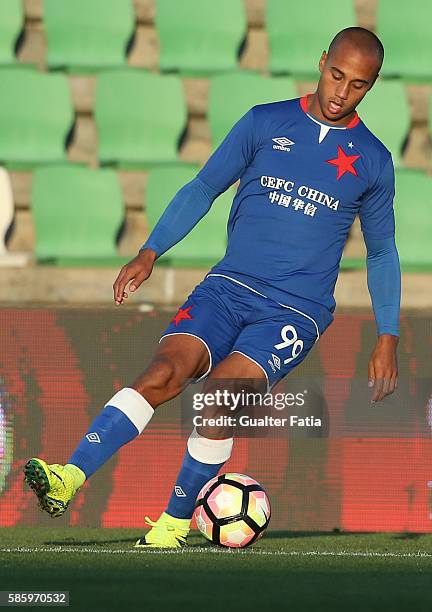 Slavia PrahaÕs forward Gino van Kessel in action during the UEFA Europa League Qualifications Semi-Finals 2nd Leg match between Rio Ave FC and Slavia...