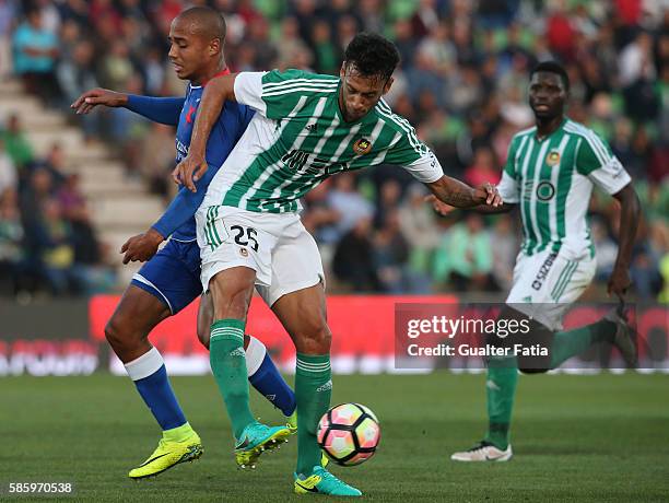 Rio Ave FCÕs defender Roderick Miranda with Slavia PrahaÕs forward Gino van Kessel in action during the UEFA Europa League Qualifications Semi-Finals...