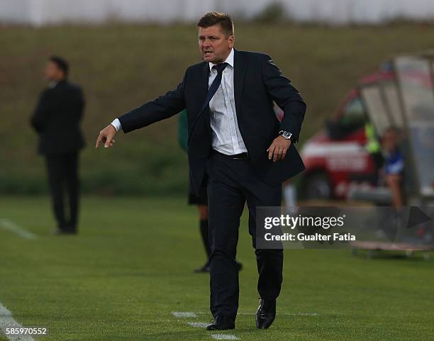 Dusan Uhrin Jr. In action during the UEFA Europa League Qualifications Semi-Finals 2nd Leg match between Rio Ave FC and Slavia Praha at Estadio dos...