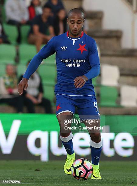 Slavia PrahaÕs forward Gino van Kessel in action during the UEFA Europa League Qualifications Semi-Finals 2nd Leg match between Rio Ave FC and Slavia...