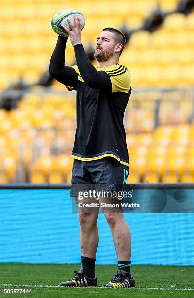 Danes Coles of the Hurricanes during the Hurricanes Super Rugby Captain's Run at Westpac Stadium on August 5, 2016 in Wellington, New Zealand.