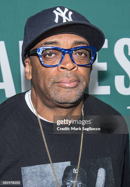 Filmmaker Spike Lee signs copies of "She's Gotta Have It" Notebook at Barnes & Noble Union Square on August 4, 2016 in New York City.