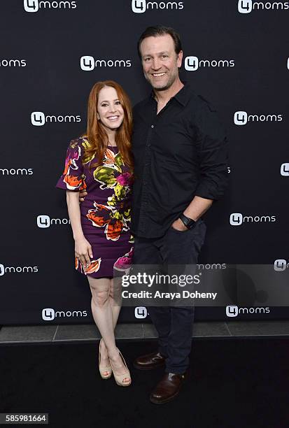 Actress Amy Davidson and Kacy Lockwood attend the 4moms Car Seat launch event at Petersen Automotive Museum on August 4, 2016 in Los Angeles,...