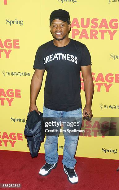 Sway Calloway attends the "Sausage Party" New York premiere at Sunshine Landmark on August 4, 2016 in New York City.