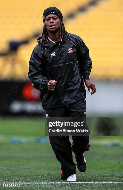 Howard Mnisi of the Lions during the Lions Super Rugby captain's run at Westpac Stadium on August 5, 2016 in Wellington, New Zealand.