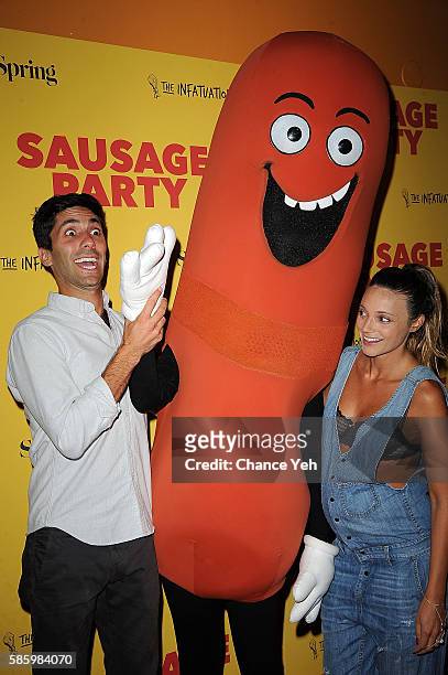Nev Schulman and Laura Perlongo attend "Sausage Party" New York premiere at Sunshine Landmark on August 4, 2016 in New York City.