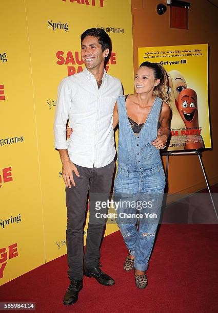 Nev Schulman and Laura Perlongo attend "Sausage Party" New York premiere at Sunshine Landmark on August 4, 2016 in New York City.