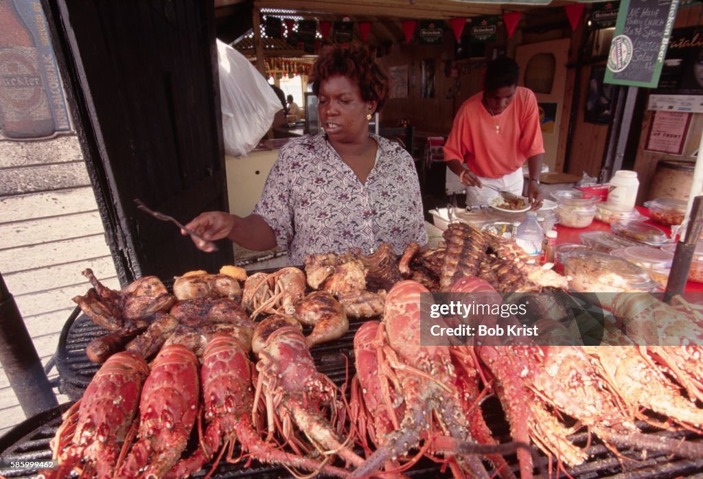 Woman Cooking Seafood