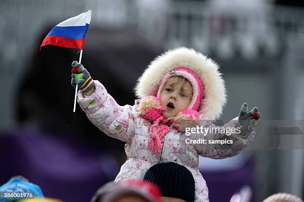 Russischer Fan Freestyle Skiing Men's Moguls Rosa Khutor Extreme Park Olympic Games Day 4 XXII Olympic Winter Games Sochi 2014