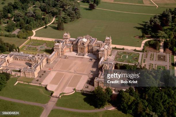 aerial view of blenheim palace - woodstock and aerial stock pictures, royalty-free photos & images