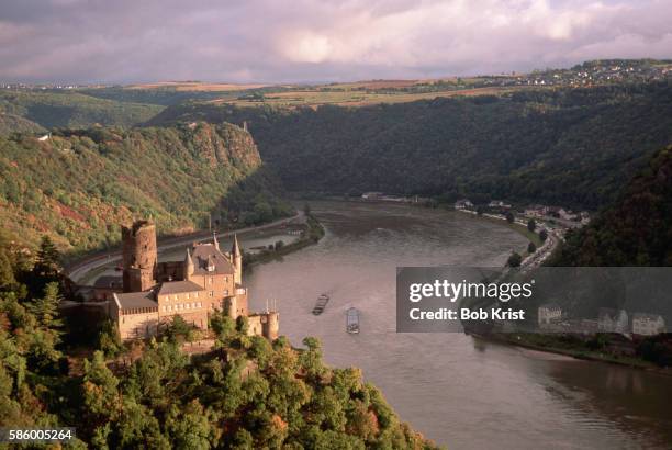 view of rhine river - rheingau stockfoto's en -beelden