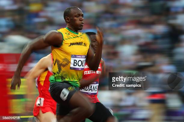 Olympiasieger olympic Champion Goldmedalist Gold Usain Bolt JAM Juston Gatlin 3. Und Yohan Blake JAM 100 Meter Finale 100 meter final men Männer...
