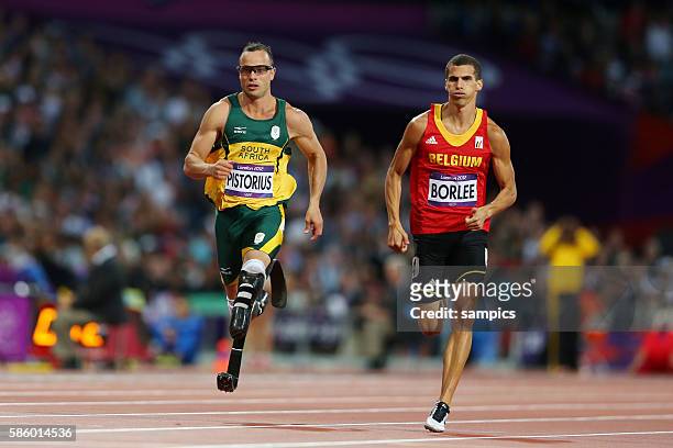 Meter semifinal 400 meter Oscar Pistorius RSA mit Fussprotese Jonathan Borlee BEL athletics Leichtathletik Olympische Sommerspiele in London 2012...
