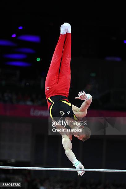 Silber für Fabian Hambüchen Hambuechen am Reck Olympische Sommerspiele 2012 London : Turnen Männer Reck Finale North Greenwich Arena Olympic Summer...