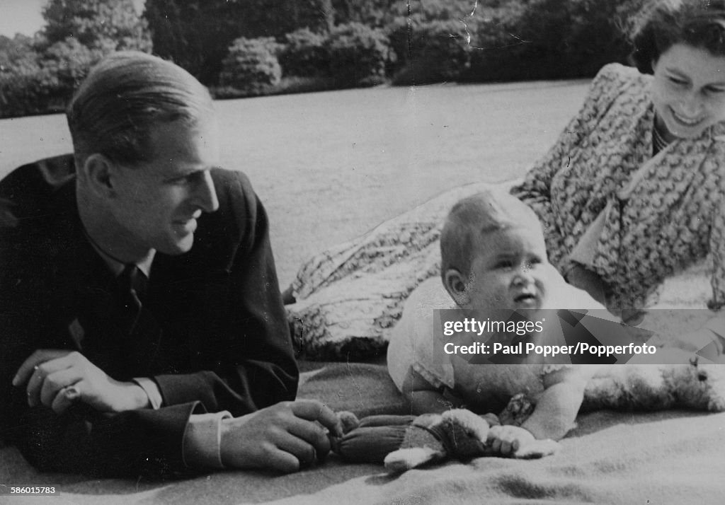 Princess Elizabeth And Prince Philip With Baby Charles