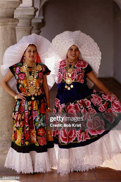 women in traditional party dress - roupa tradicional imagens e fotografias de stock