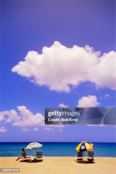 people relaxing on friar's bay south beach - toldo fotografías e imágenes de stock