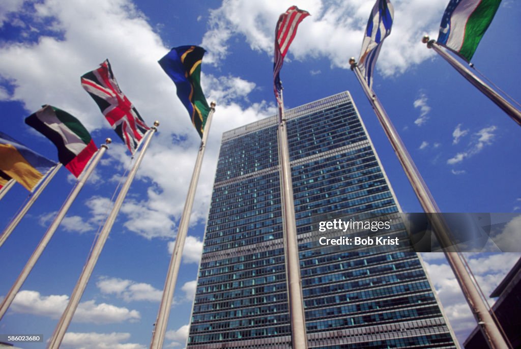 Flags Outside United Nations