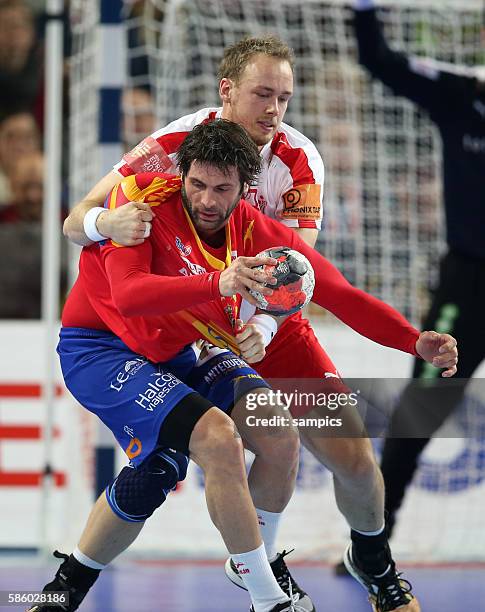 Antonio Jesus GARCIA , Henrik TOFT HANSEN 12th Men's European Handball Championship EHF EURO 2016 mainround group 2 : Spain vs Denmark