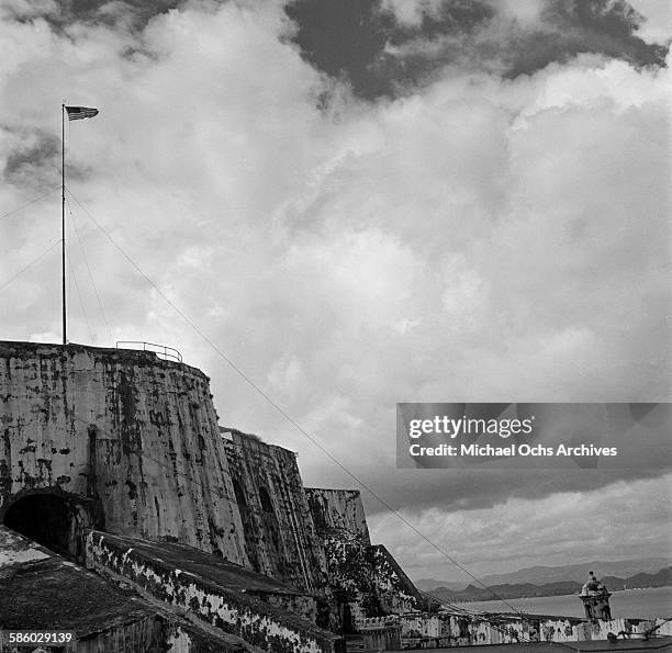 View of the 42 foot wall wall that surrounds Old San Juan in San Juan, Puerto Rico.