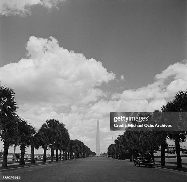 View of the El Obelisco Macho along the Avenida George Washington in Santo Domingo, Dominican Republic.