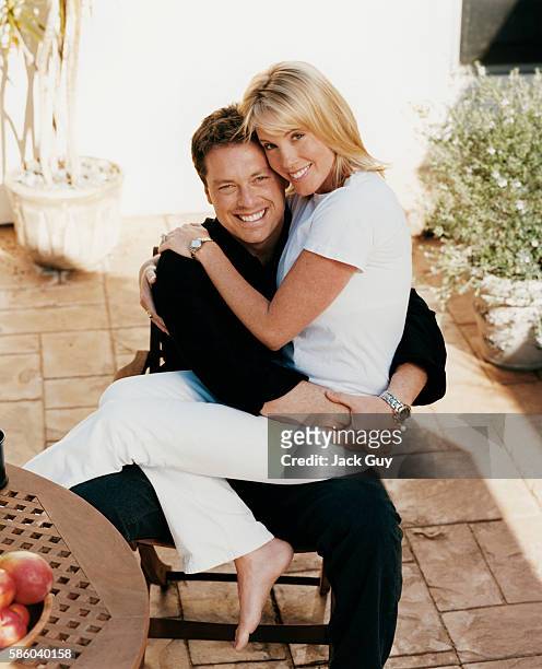 Game show host Todd Newton and wife Silver Newton are photographed for InTouch Weekly in 2003 at home in Los Angeles, California. PUBLISHED IMAGE.