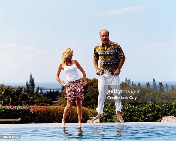 Actor Kelsey Grammer and wife Camille are photographed for InStyle Magazine in 2004 at home in Maui.