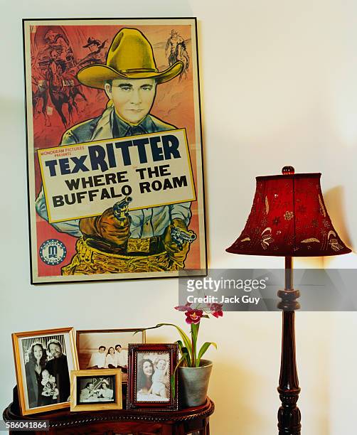 Actors John Ritter and Amy Yasbeck's home is photographed for InStyle Magazine in 2003 in Los Angeles, California. John Ritter's father movie poster....