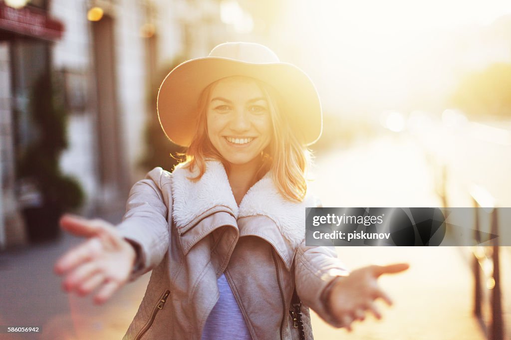 Young Woman on City Street