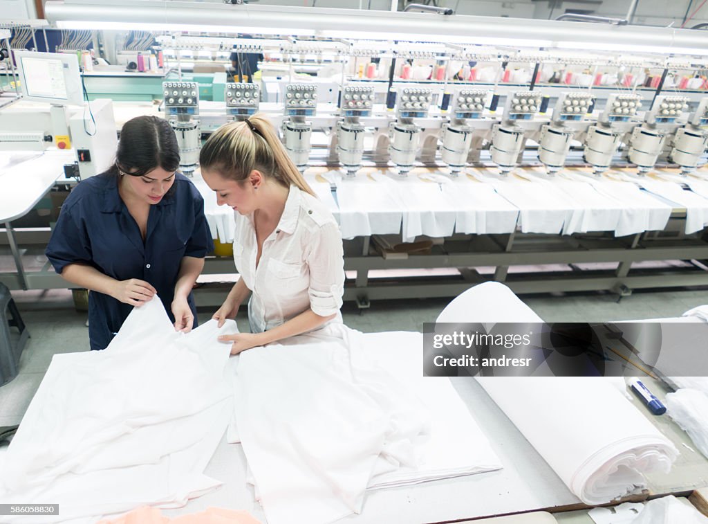 Women working at an embroidery factory