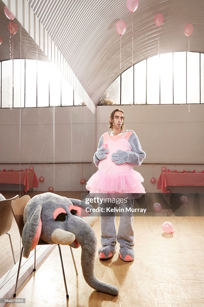 Elephant entertainer after children's party