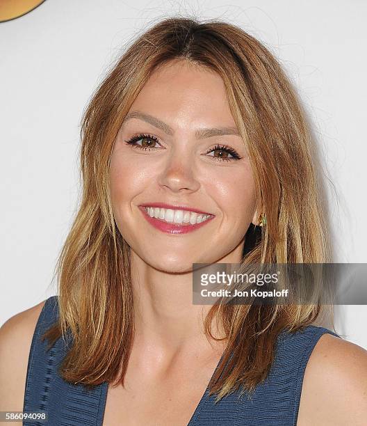 Actress Aimee Teegarden arrives at Disney ABC Television Group Hosts TCA Summer Press Tour at the Beverly Hilton Hotel on August 4, 2016 in Beverly...