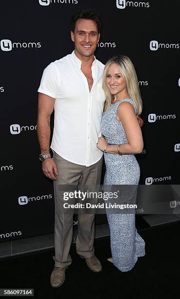 Actor Owain Yeoman and wife Gigi Yallouz attend 4moms launch of a self-installing car seat at Petersen Automotive Museum on August 4, 2016 in Los...