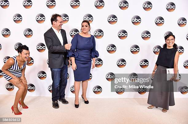 The cast of 'American Housewife' attends the Disney ABC Television Group TCA Summer Press Tour on August 4, 2016 in Beverly Hills, California.