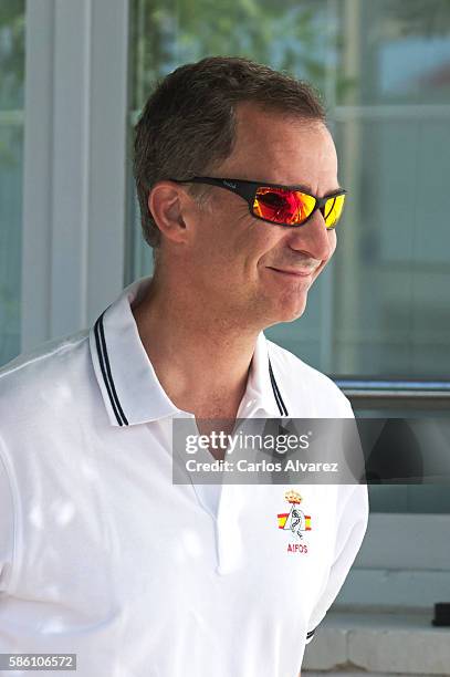 King Felipe VI of Spain arrives at the Royal Nautic Club during 35th Copa Del Rey Mafre Sailing Cup on August 5, 2016 in Palma de Mallorca, Spain.