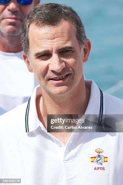 King Felipe VI of Spain arrives at the Royal Nautic Club during 35th Copa Del Rey Mafre Sailing Cup on August 5, 2016 in Palma de Mallorca, Spain.