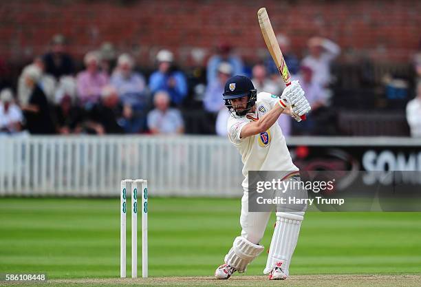 Mark Wood of Durham bats during Day Two of the Specsavers County Championship Division One match between Somerset and Durham at The Cooper Associates...