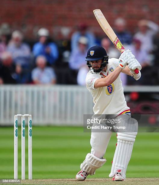 Mark Wood of Durham bats during Day Two of the Specsavers County Championship Division One match between Somerset and Durham at The Cooper Associates...