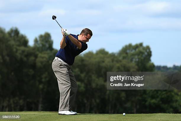 James Webber of Three Rivers Golf & Country Club in action during the final round of the PGA Assistants Championships at Little Aston Golf Club on...